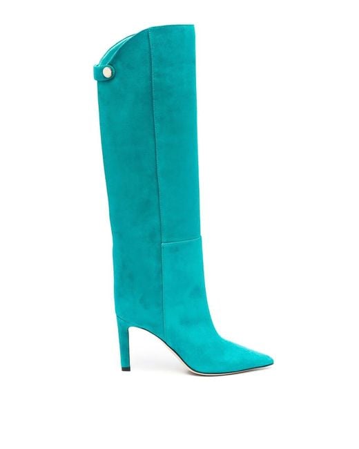 Jimmy Choo Blue Turquoise -green Alizze Mm Knee Boots
