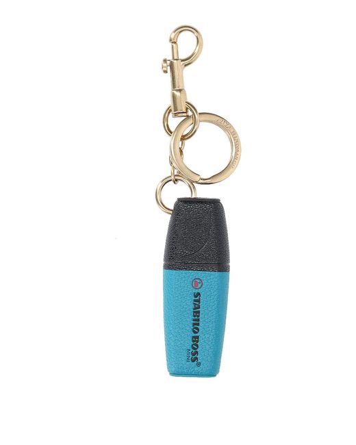 Anya Hindmarch Blue Stabilo Boss Leather Keyring