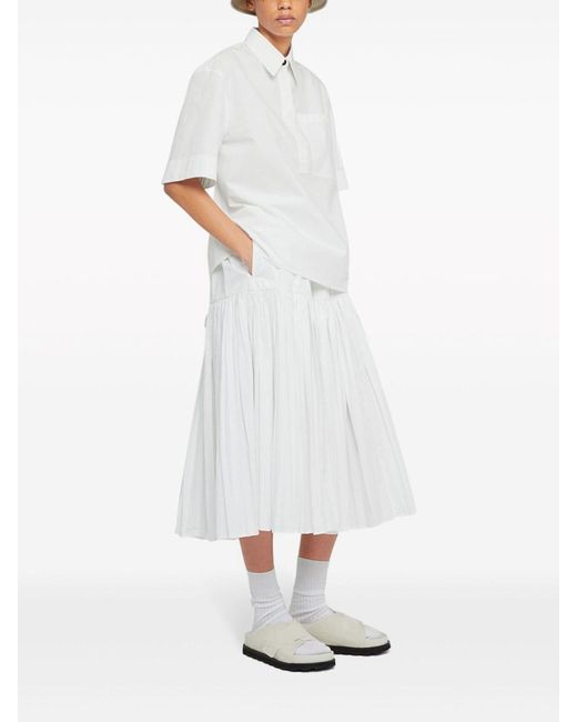 Jil Sander White Pleated Skirt