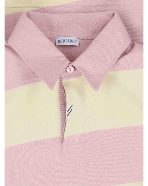 Burberry Pink Striped Polo Shirt