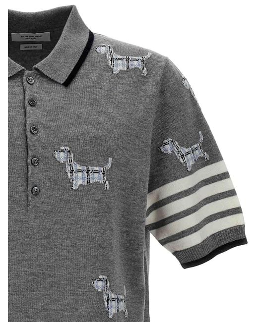Thom Browne Gray Hector Polo Shirt for men