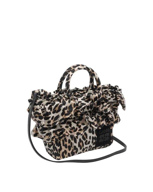 Ganni Black Mini Shopper Logo Handbag