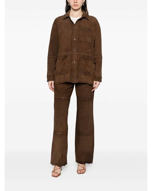 P.A.R.O.S.H. Brown Suede Leather Jacket