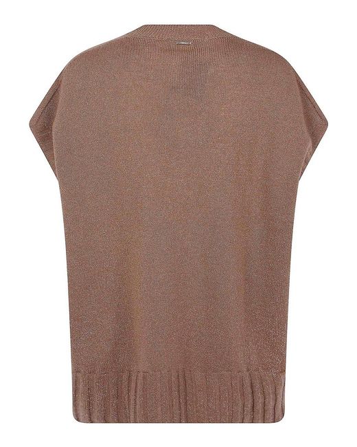 Twinset Brown Sleeveless Round Neck Sweater