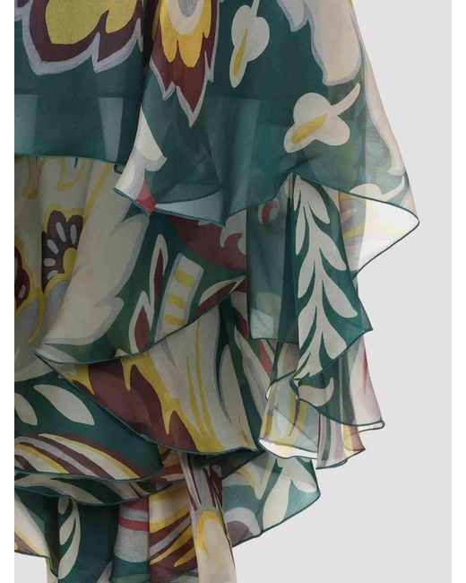 Etro Green Asymmetric Mini Skirt