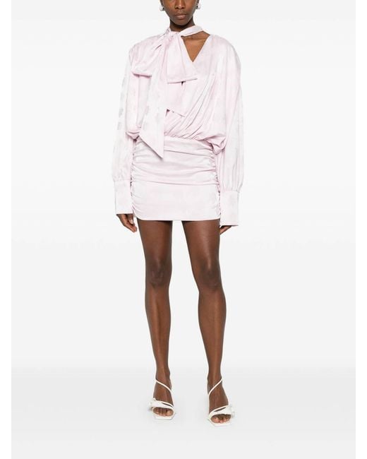 ROTATE BIRGER CHRISTENSEN Pink Short Blush Dress With A Bow