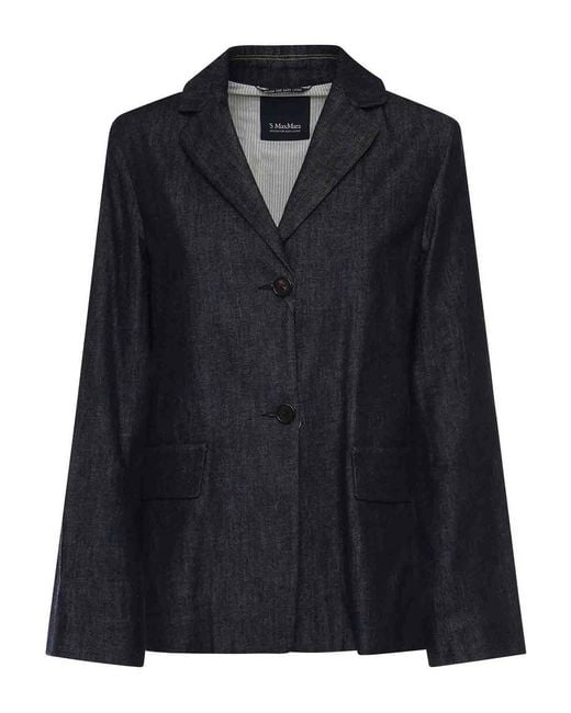 Max Mara Black Single-Breasted Stretch Denim Jacket