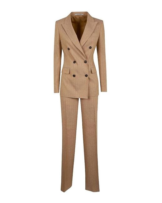 Tagliatore Natural Double-Breasted Striped Suit