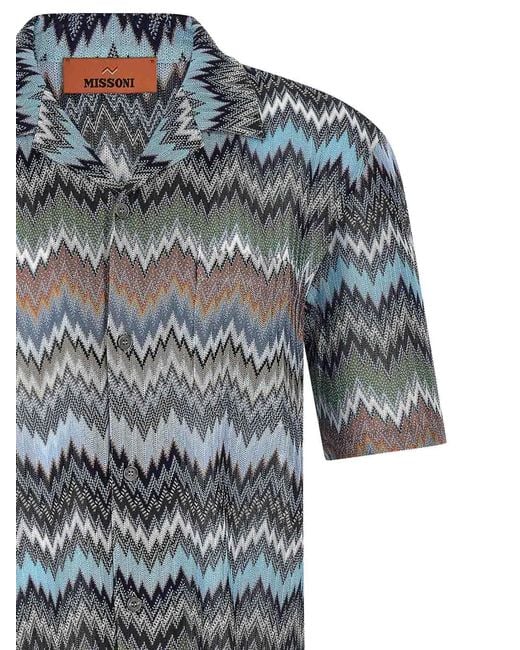 Missoni Blue Chevron Snake Shirt for men