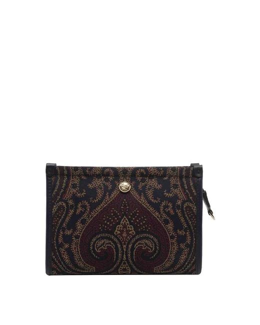 Etro Black Paisley Jacquard Pouch