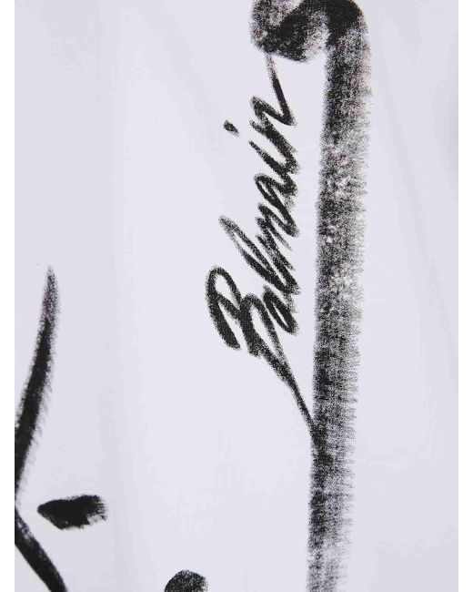 Balmain White Sl Writing Printed T-Shirt