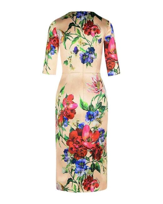 Dolce & Gabbana Pink Midi Dress With Floral Print