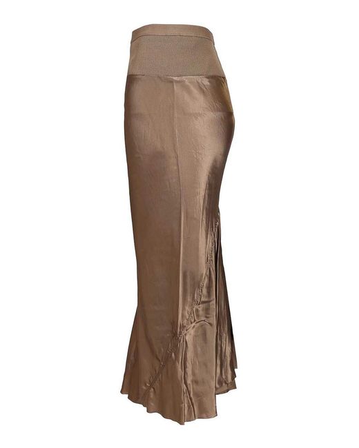 Rick Owens Brown Knee Bias Midi Skirt
