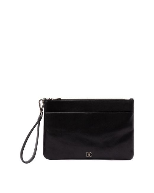 Dolce & Gabbana Black Leather Pouch for men
