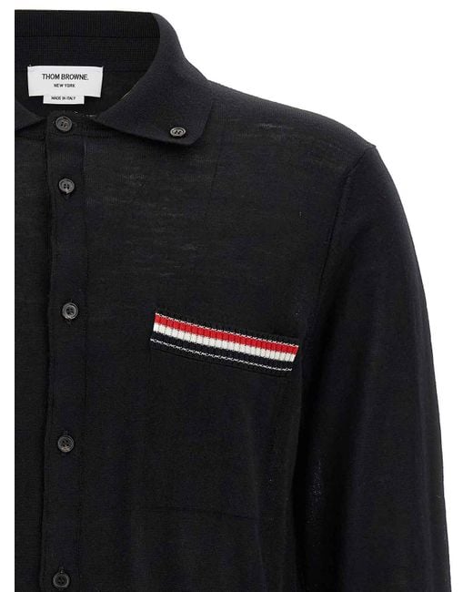 Thom Browne Black Button Down Cardigan for men