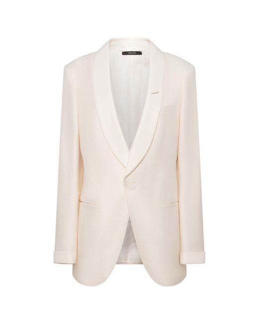 Tom Ford White Single-Breasted Viscose Blend Blazer for men