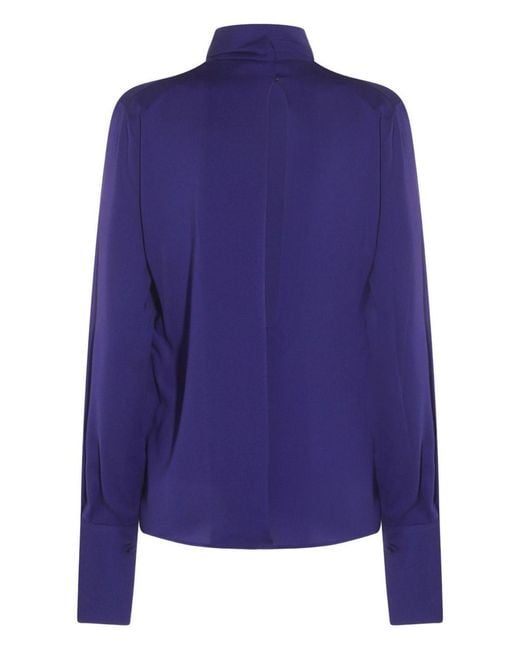 Tom Ford Blue Silk Blouse