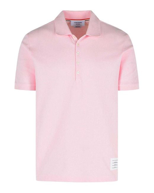 Thom Browne Pink Cotton Polo Shirt for men