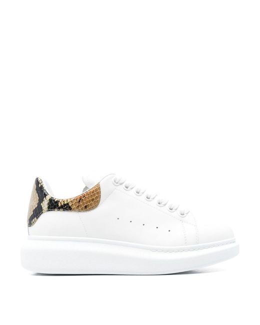 McQueen White Sneakers With Python Print Heel
