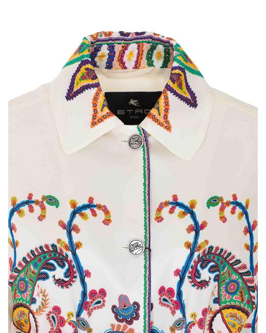Etro White Jacket With Logo Buttons Closure