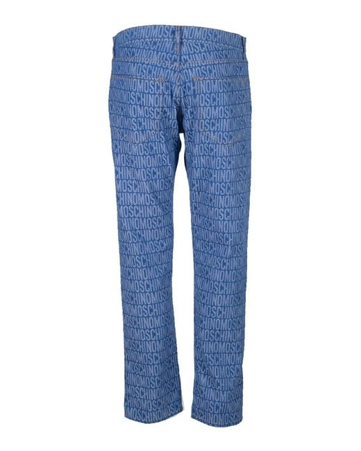 Moschino Blue Logo Denim Trouser for men