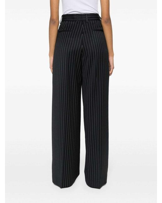 MSGM Black Pinstripe Pattern Trousers