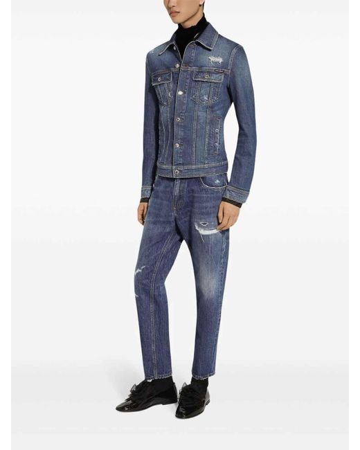 Dolce & Gabbana Blue Stretch Denim Jacket for men