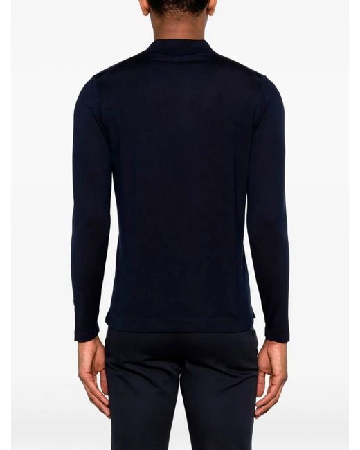 Drumohr Blue Long Sleeve Polo for men