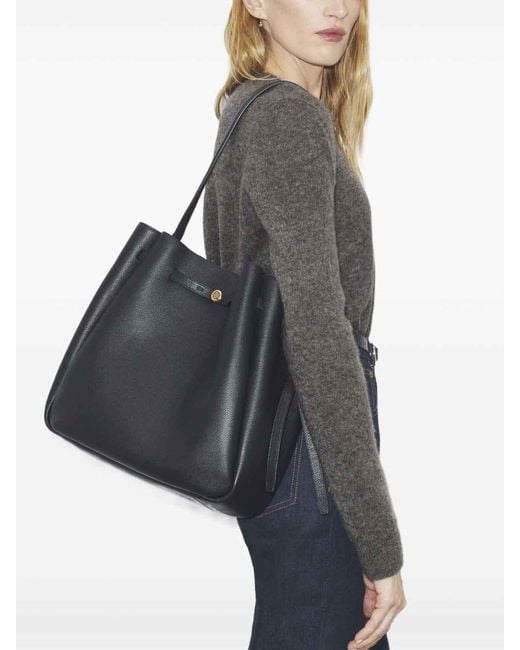 Tory Burch Black Romy Large Leather Bucket Bag