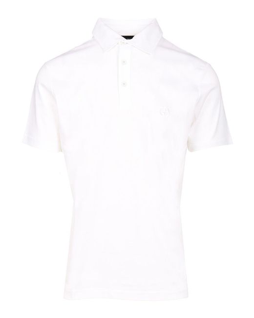 Giorgio Armani White Cotton Polo Shirt for men