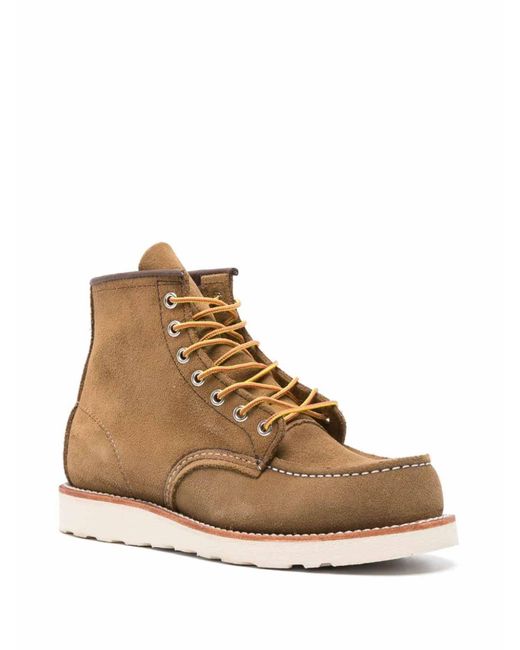 Red Wing Brown Classic Moc Leather Ankle Boots for men