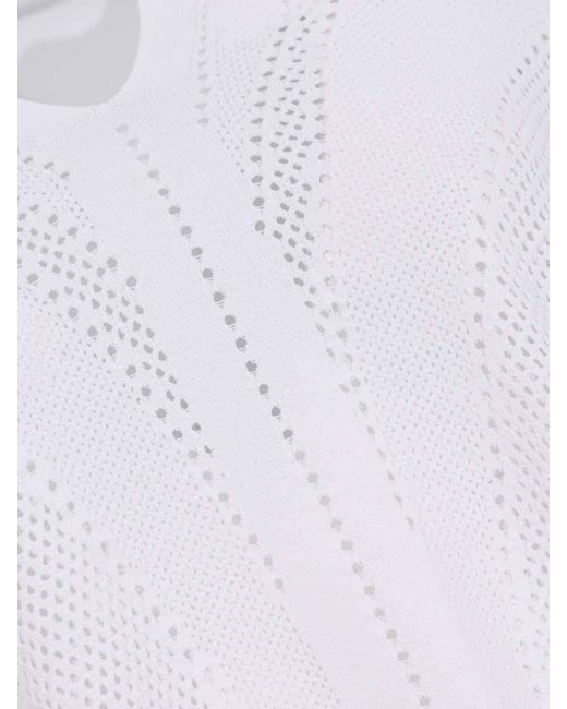 D. EXTERIOR White Cropped Perforated Polo Shirt
