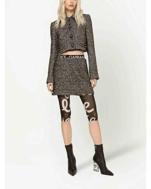Dolce & Gabbana Gray Mid-Waisted Tweed Mini Skirt