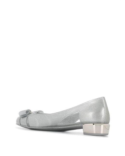 Ferragamo White Vara Jelly Pumps