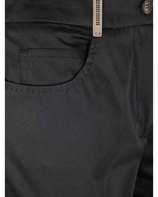 Peserico Black Light Cotton Satin Stretch Trousers