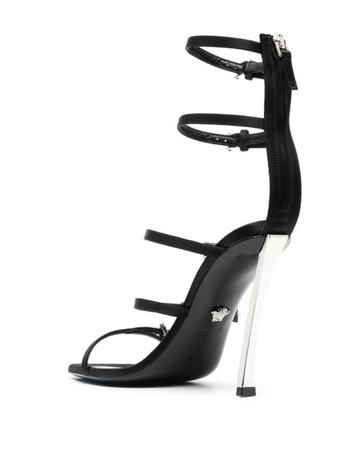 Versace Black Leather Heel Sandals
