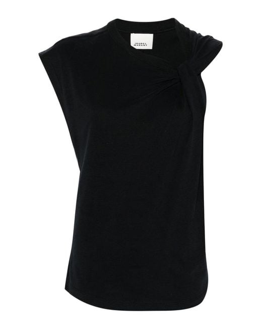 Isabel Marant Black Asymmetric Organic Cotton T-shirt