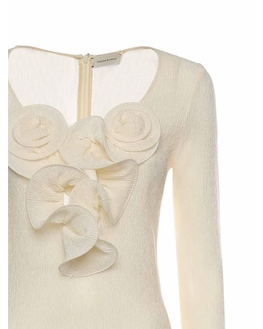 Magda Butrym White Midi Dress With Floral Appliques