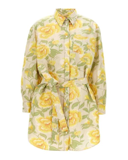 KENZO Yellow Peonies Kimono Sleeve' Dress