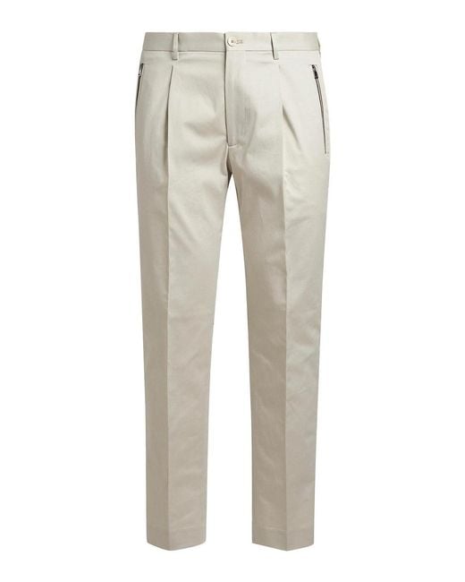 Etro Gray Stretch Cotton Gabardine Trousers for men