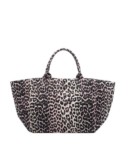 Ganni Multicolor Xxl Shopper Logo Tote Bag