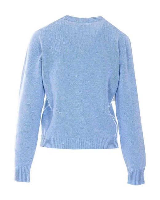 Ganni Blue Light Graphic Bear Sweater