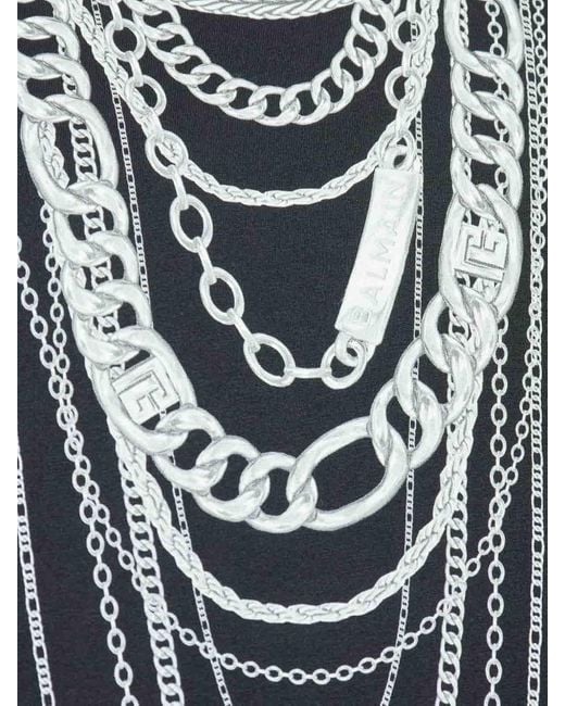 Balmain Black Printed T-Shirt for men