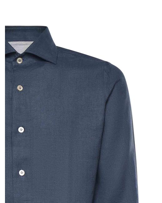 Eleventy Blue Linen Shirt for men