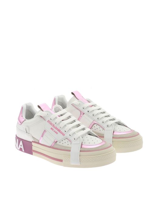 Dolce & Gabbana Contrasting Details Sneakers In in Pink | Lyst UK