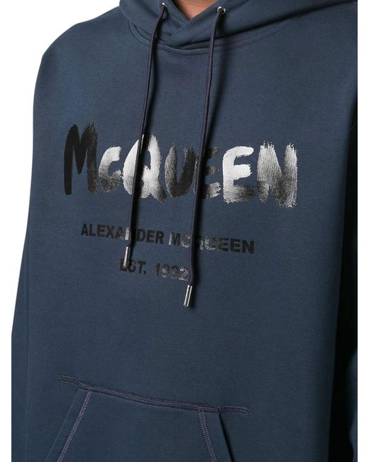 Alexander McQueen Blue Logo Cotton Sweatshirt for men