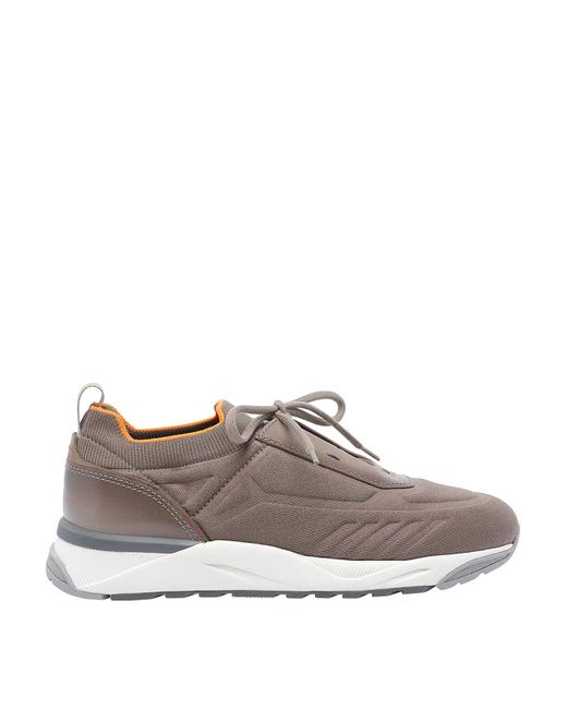 Santoni Brown Knitted Lace-Up Sneakers for men