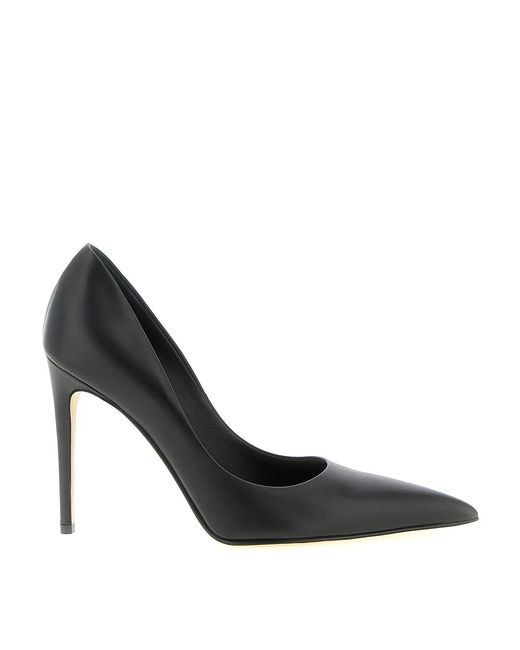 McQueen Black Pointed Stiletto Leather Pumps