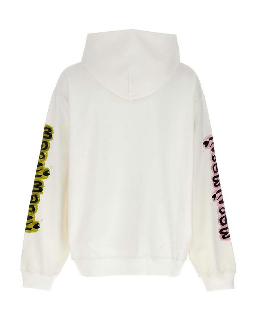 Marni White Logo Print Hoodie for men
