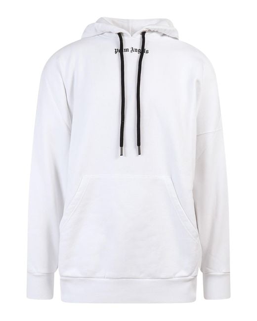 Palm Angels White Hooded Oversize Cotton Sweatshirt for men
